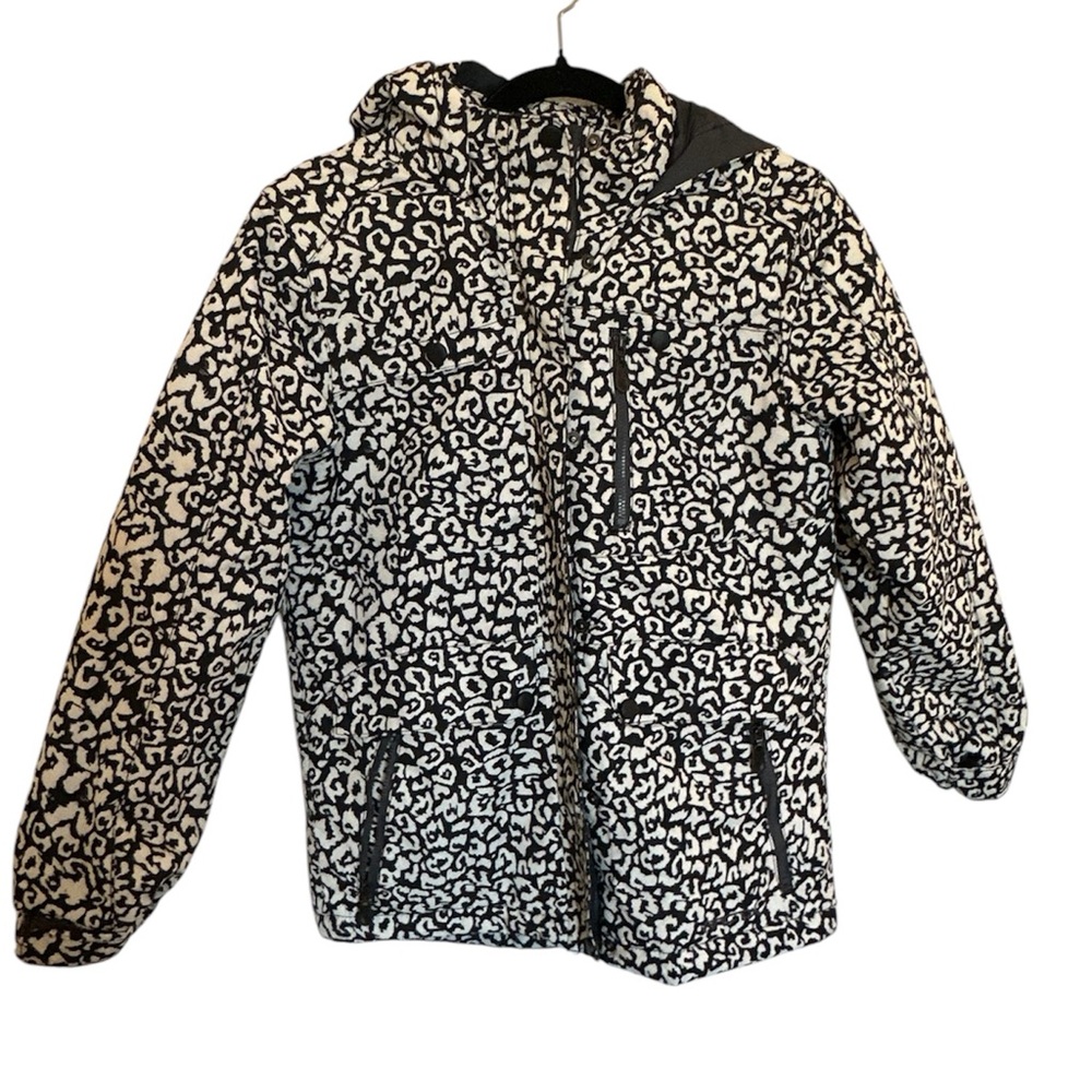 Kids Black and White Leopard Print Arctix Snow Ski Jacket Medium Water Resistant